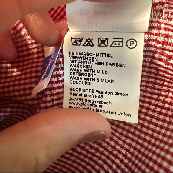 Gloriette Vienna Girls Red Plaid Long Sleeve Popover Blouse US Size 5-6 NWT - Picture 9 of 10